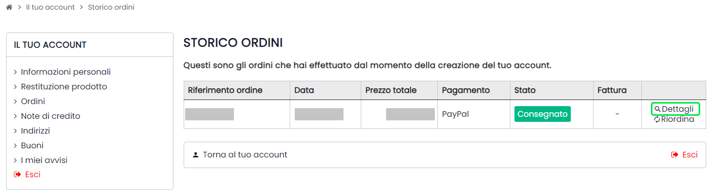 storico ordini petconvenienza